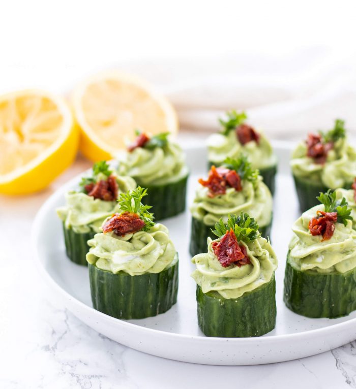 Avocado Goat Cheese Cucumber Appetizers