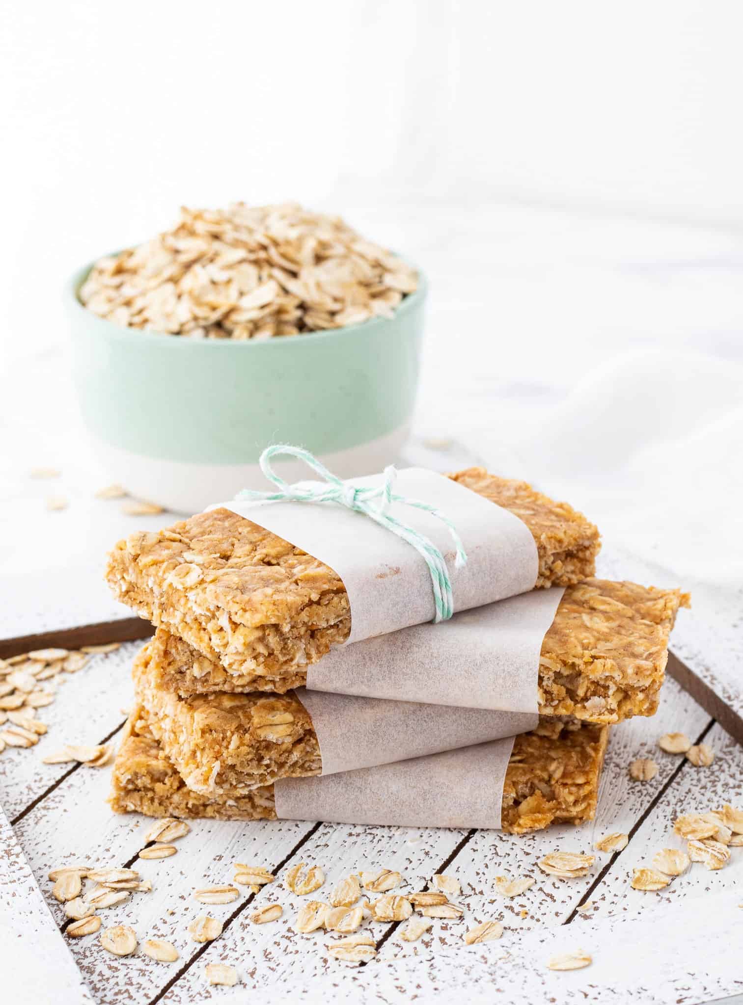No Bake Peanut Butter Oatmeal Protein Bars {Low Sugar}