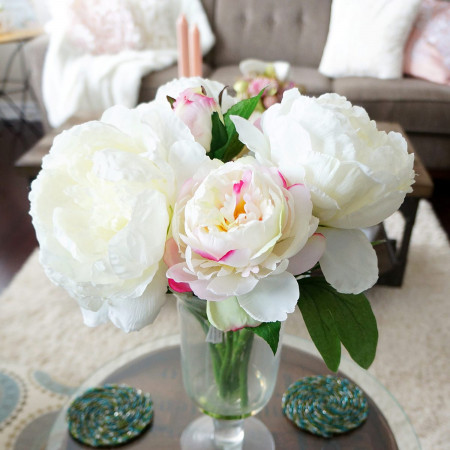 Pretty white peonies for living room Spring decoration