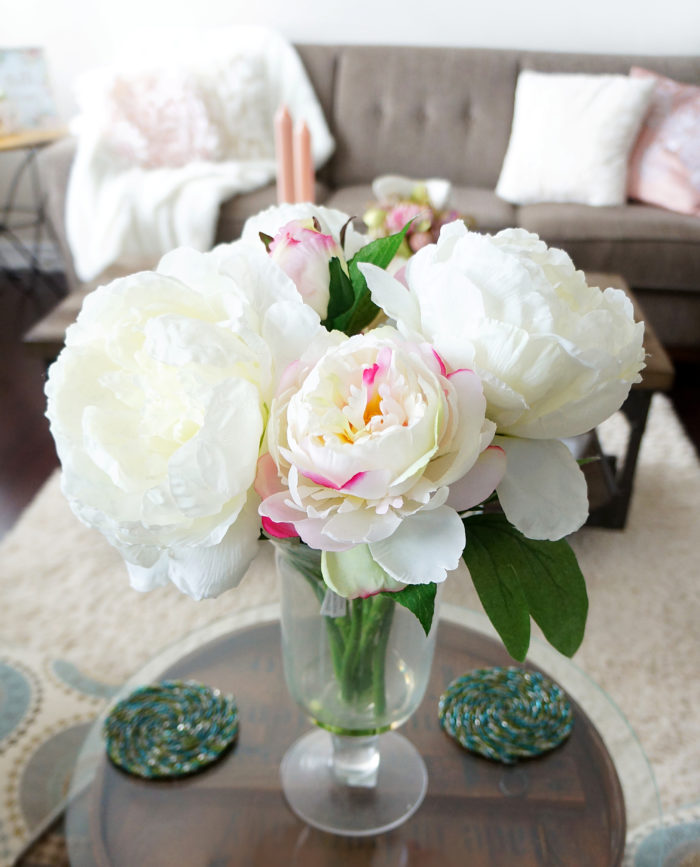 Pretty white peonies for living room Spring decoration