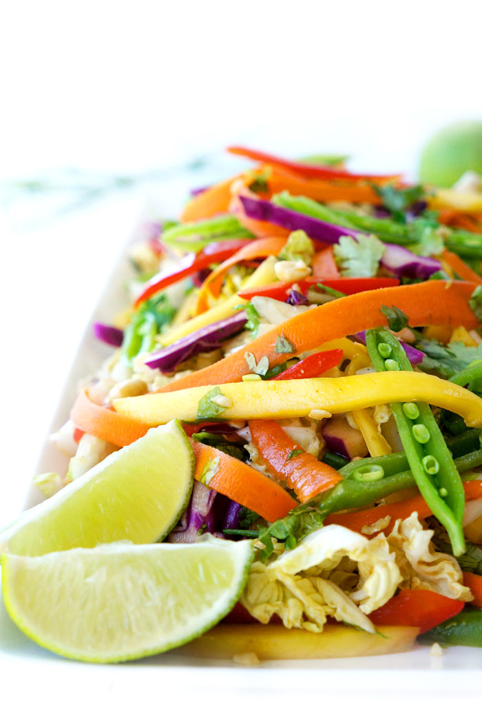 Rainbow Detox Salad with Asian Chicken Skewers