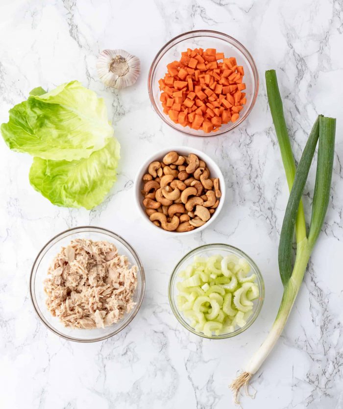 ingredients for tuna lettuce wraps