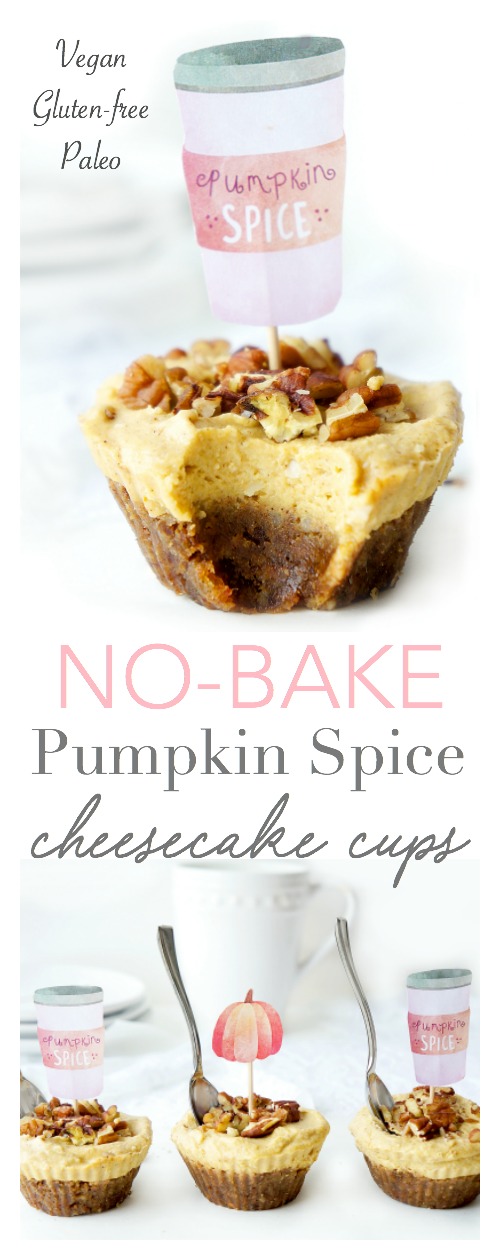 Gluten-free, paleo No-Bake Vegan Pumpkin Spice Cheesecake Cups