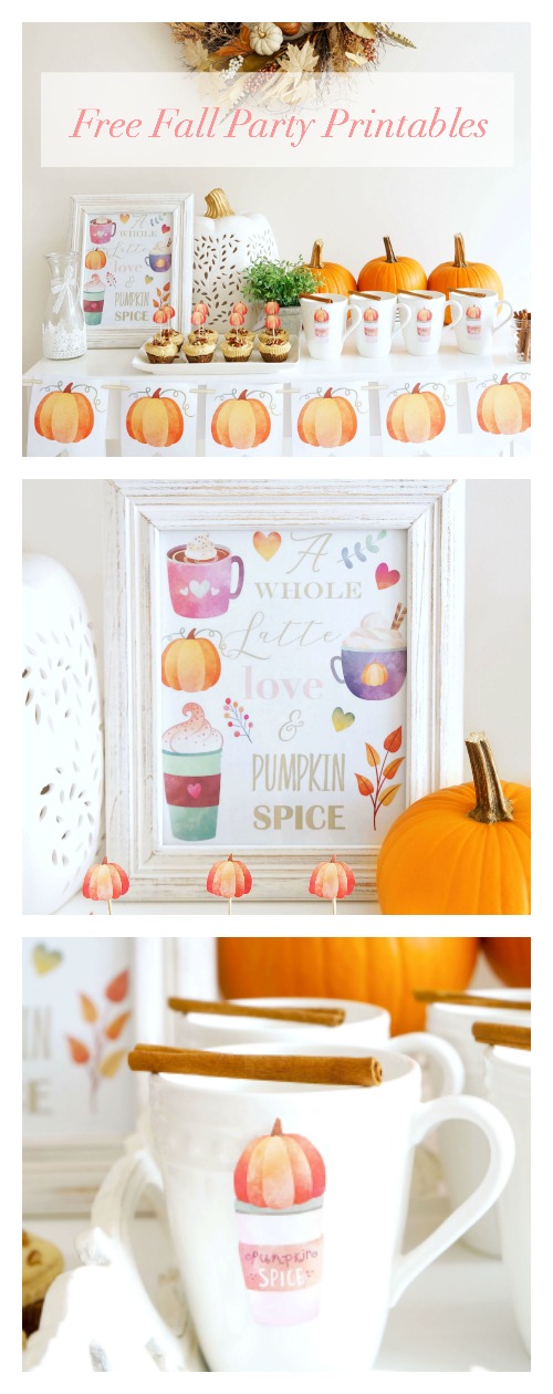 Collage with text: Free Fall Party Printables