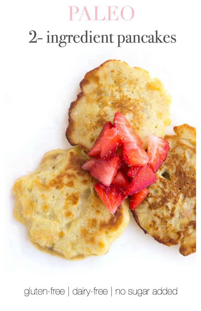 Three Mini 2-Ingredient Pancakes with strawberries