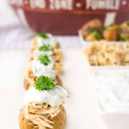 Line of Stuffed Chicken Gyros Touchdown Taters