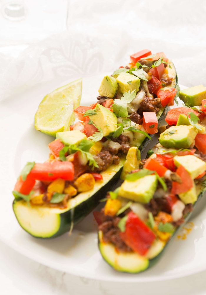Stuffed Beef Enchilada Zucchini Boats Haute & Healthy Living