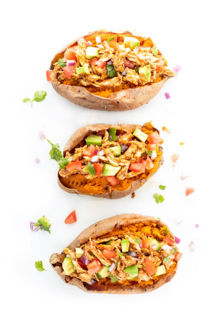 Chicken Enchilada Stuffed Sweet Potatoes