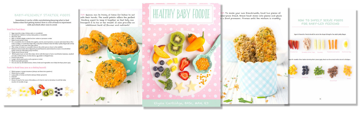 Collage of pages from Healthy Baby Foodie book