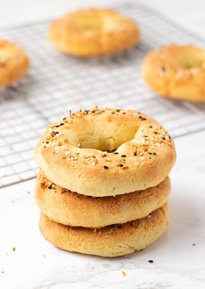 Stack of three Low Carb Bagels