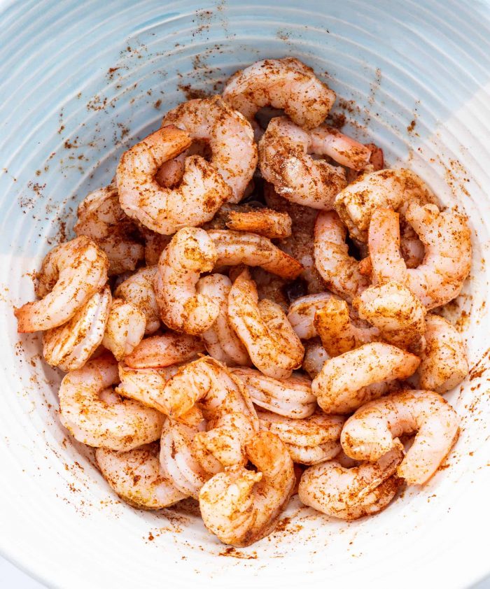 shrimp coated in the spice mix
