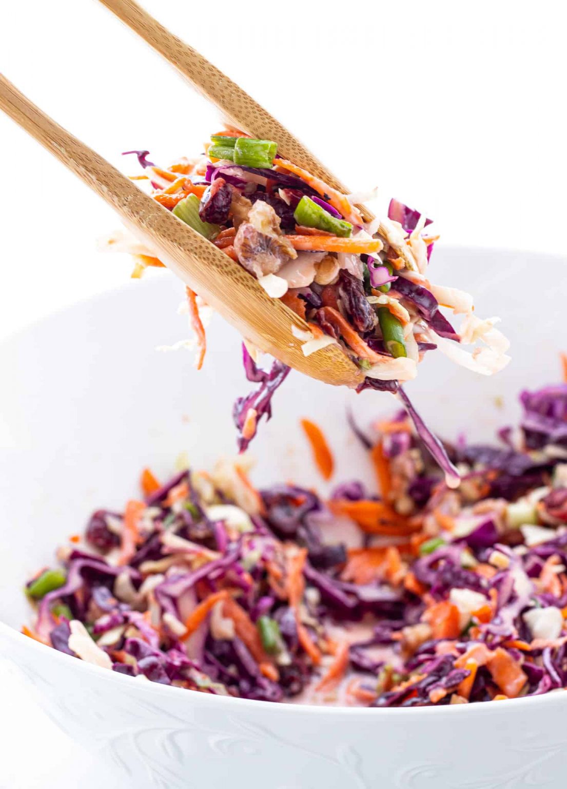 Healthy Greek Yogurt Coleslaw with Cranberries {No Mayo}