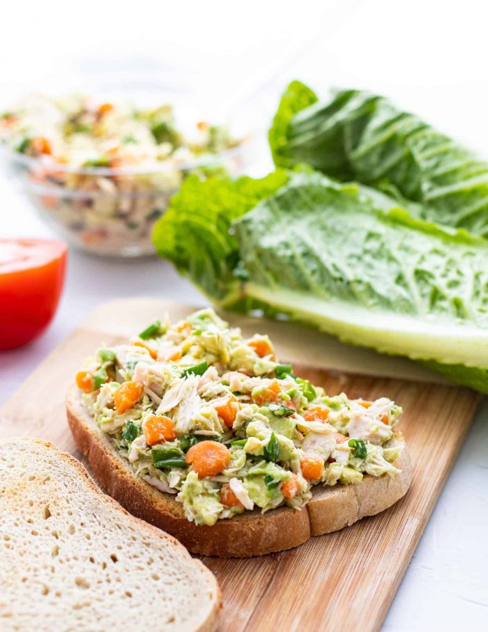 Tuna avocado salad on bread