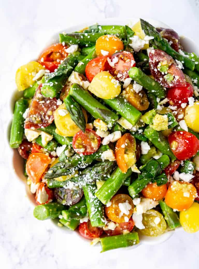 Cold Asparagus Tomato Salad with Avocado & Feta
