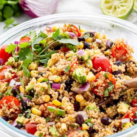 Southwestern quinoa salad served in a bowl.