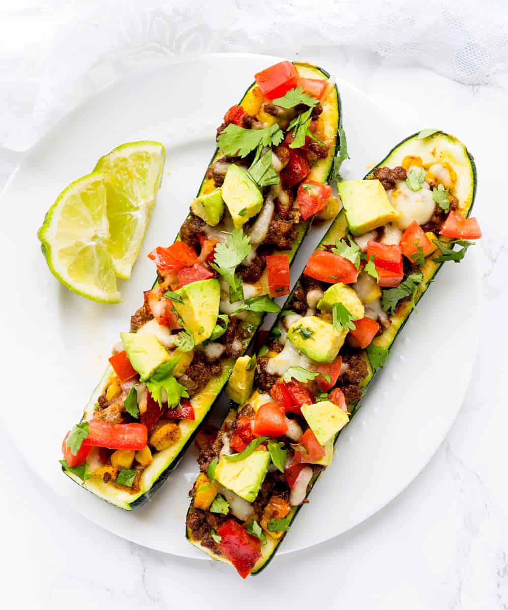 Stuffed Beef Enchilada Zucchini Boats Haute & Healthy Living