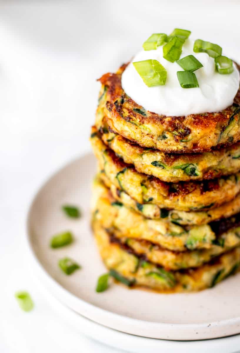 Close up of healthy zucchini fritters.