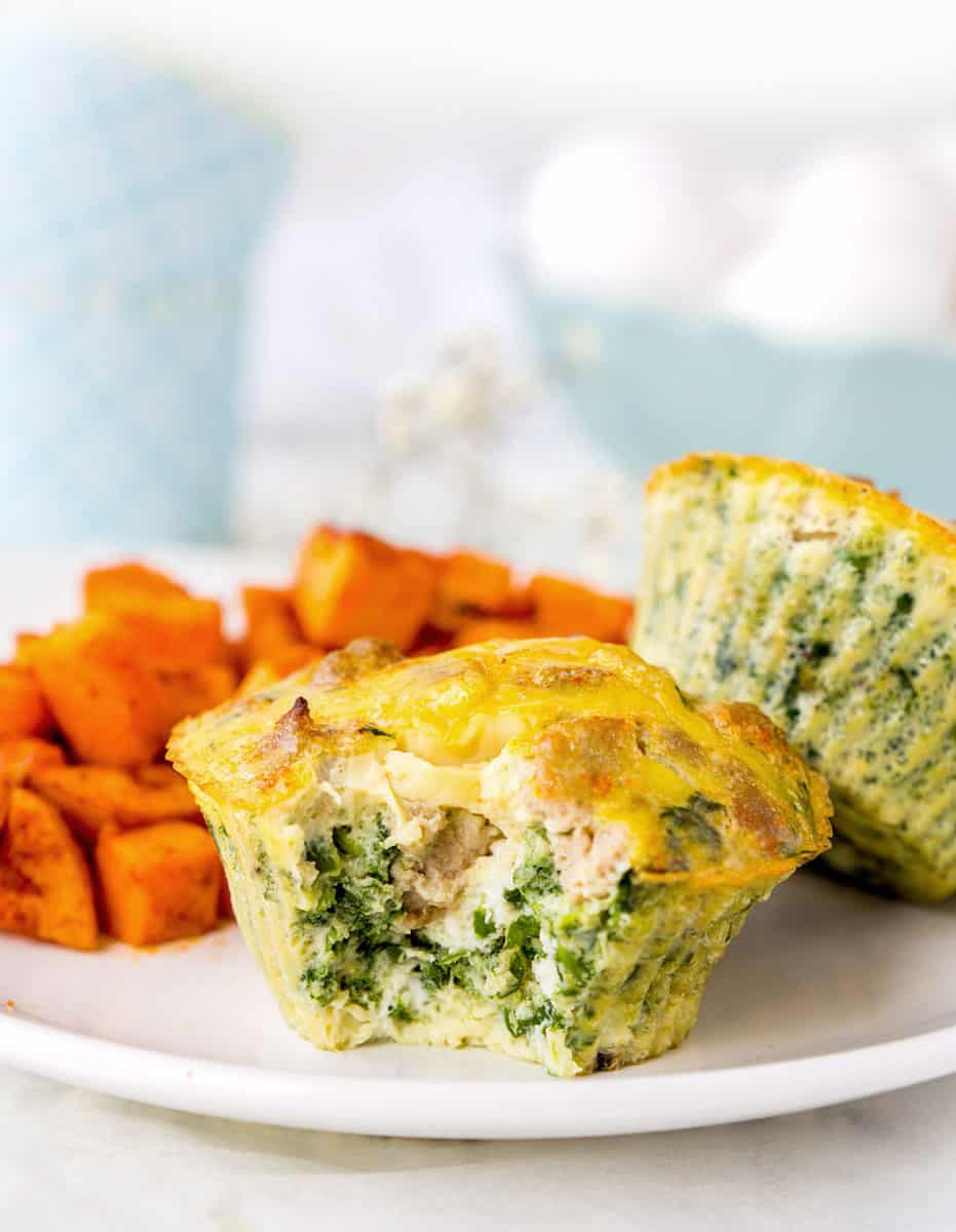 Sausage Egg Muffins with Spinach Haute & Healthy Living