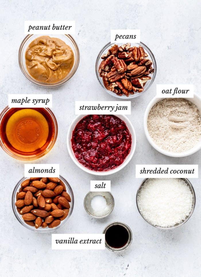 Ingredients to make the thumbprint cookies recipe