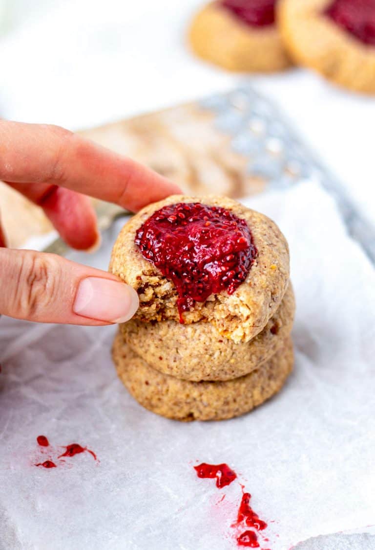 Healthy Oat Flour Thumbprint Cookies Recipe Haute & Healthy Living
