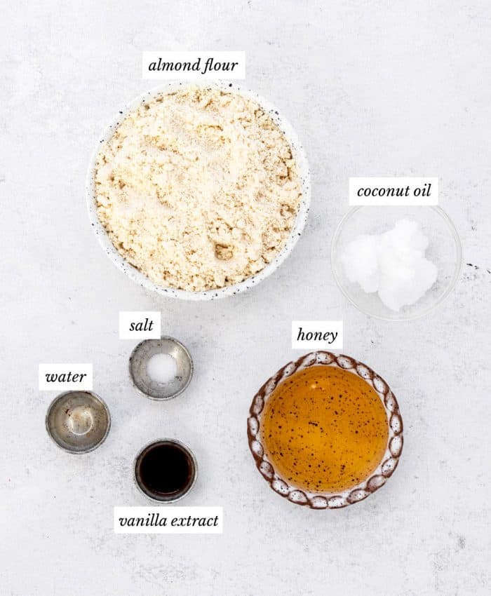 Ingredients to make the almond flour cookie recipe.