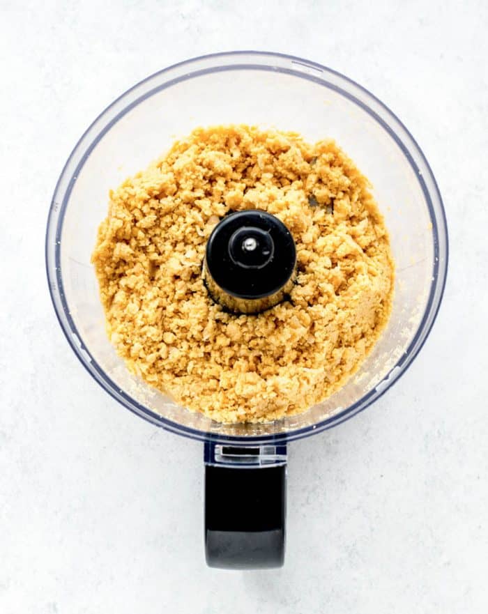 chickpeas blended in a food processor.