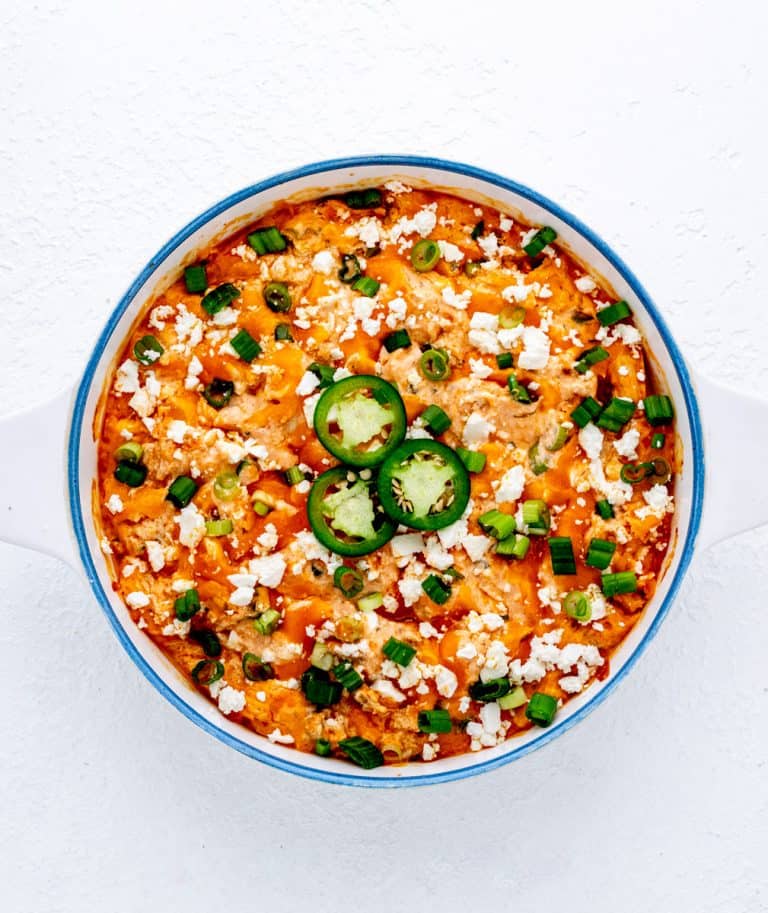 Healthy Buffalo Chicken Dip {Without Cream Cheese}
