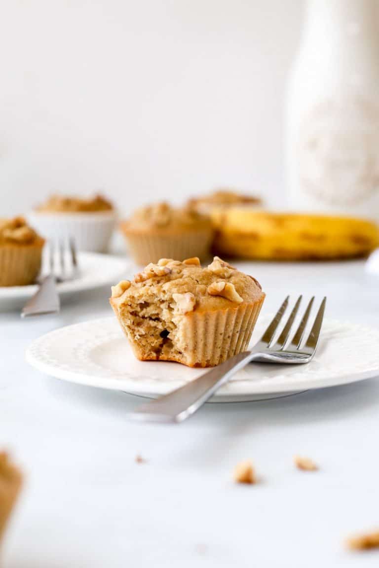 Greek Yogurt Banana Muffins with Applesauce {Refined sugarfree