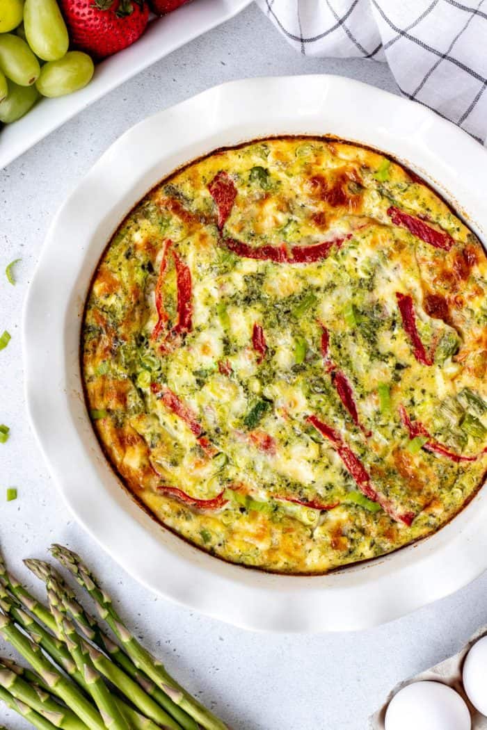 Crustless Asparagus Quiche with Feta {Low Carb}