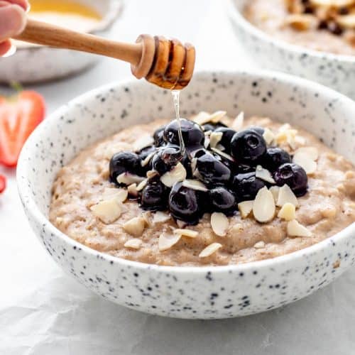 Creamy Oatmeal with Almond Milk Haute & Healthy Living