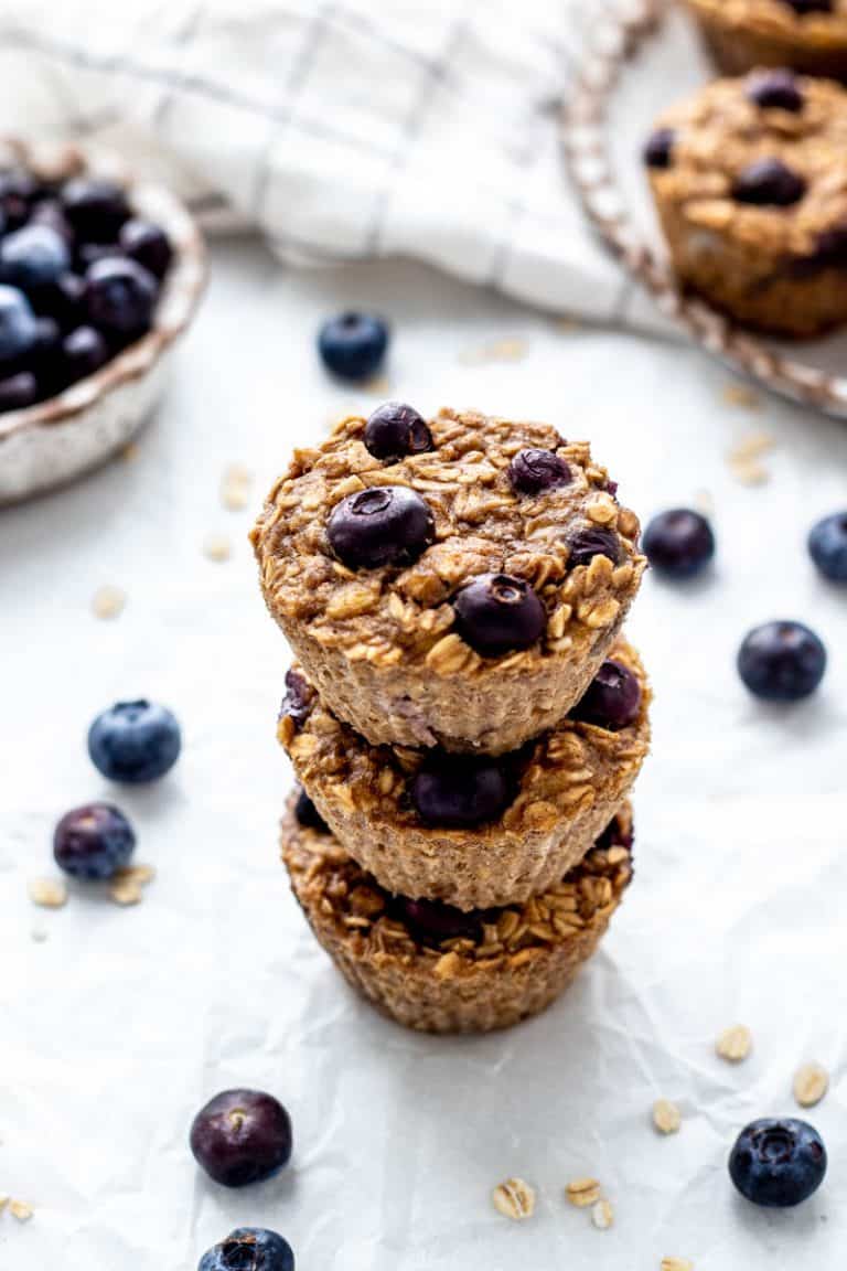 Healthy Banana Blueberry Oatmeal Muffins {No Flour} Haute & Healthy