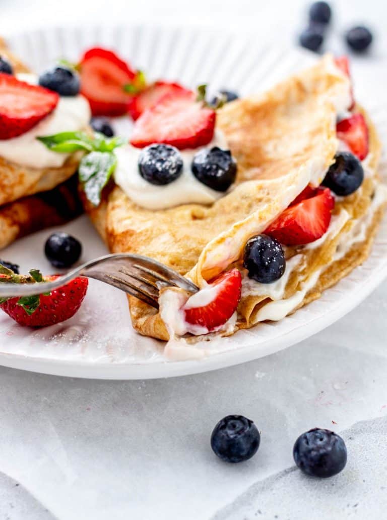 Strawberry Cream Cheese Crepe Filling {Healthy + Easy!}
