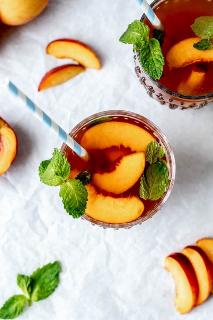 Caffeine-Free Peach Rooibos Iced Tea {with Unsweetened Option}