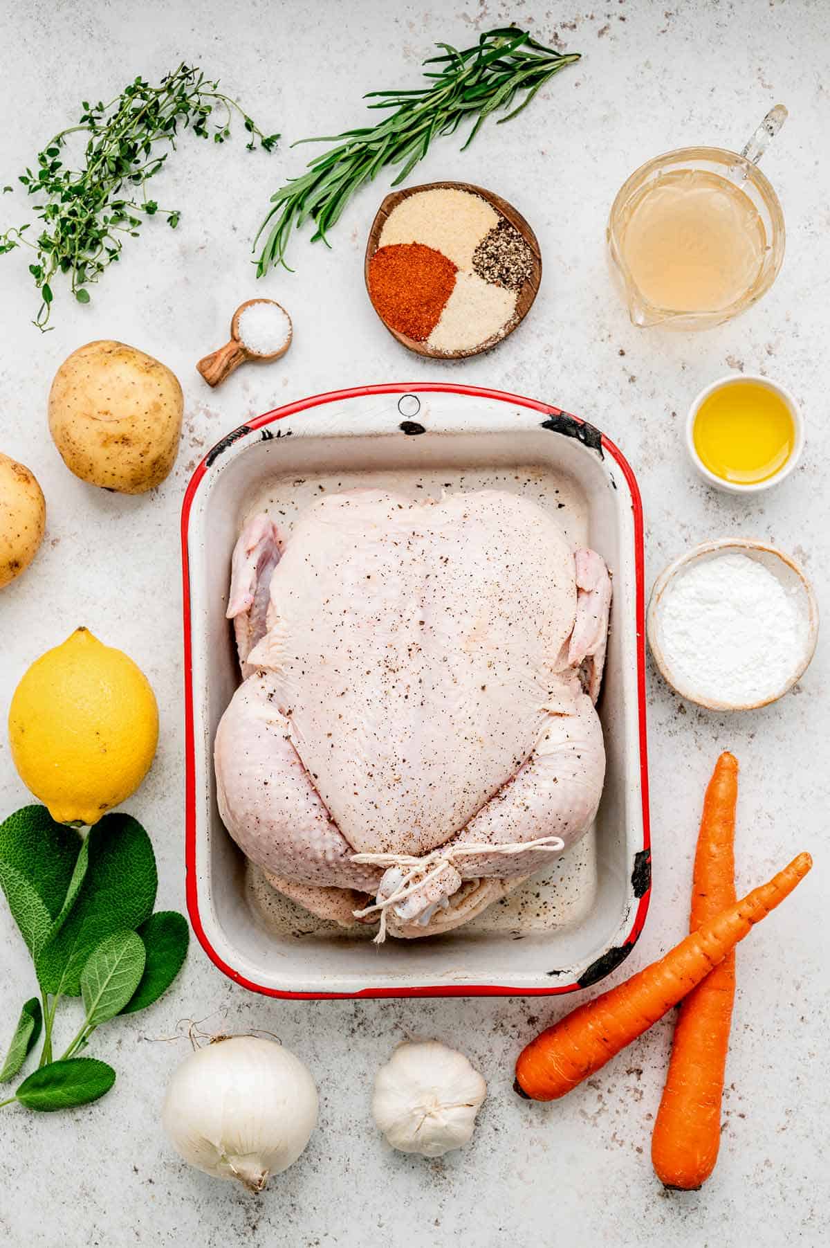 Ingredients for slow cooker thanksgiving chicken recipe.