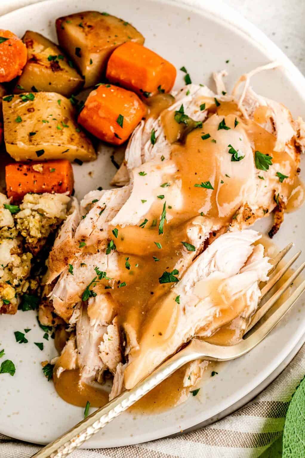 Slow Cooker Thanksgiving Whole Chicken and Vegetables Haute & Healthy