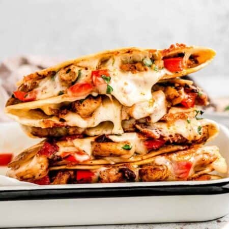 A stack of authentic chicken quesadillas.