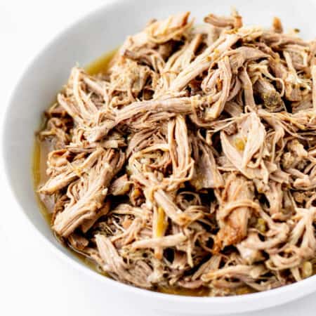 A bowl of pulled pork without BBQ sauce.