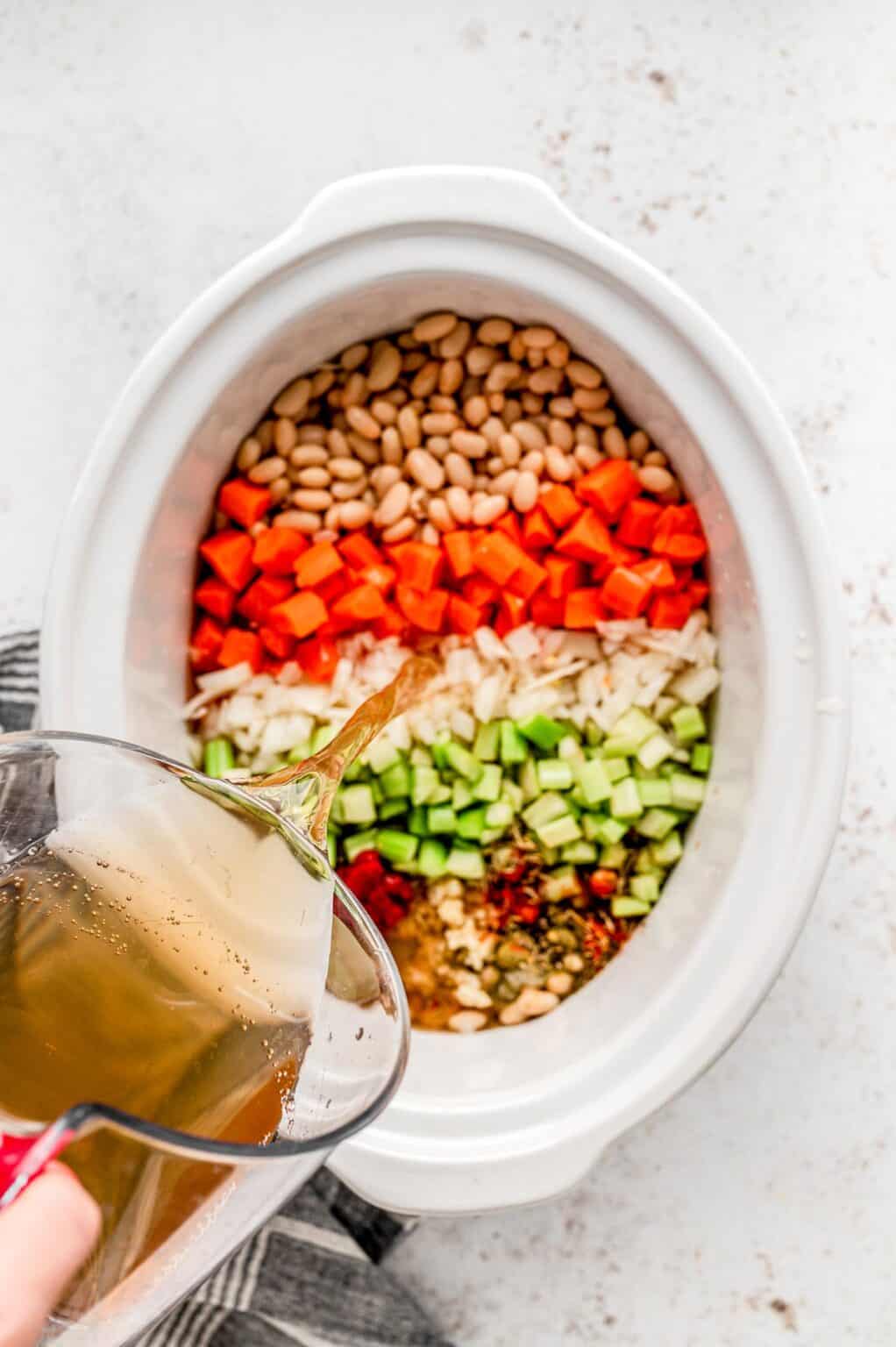 Easy Slow Cooker White Bean Soup Recipe {Vegetarian}