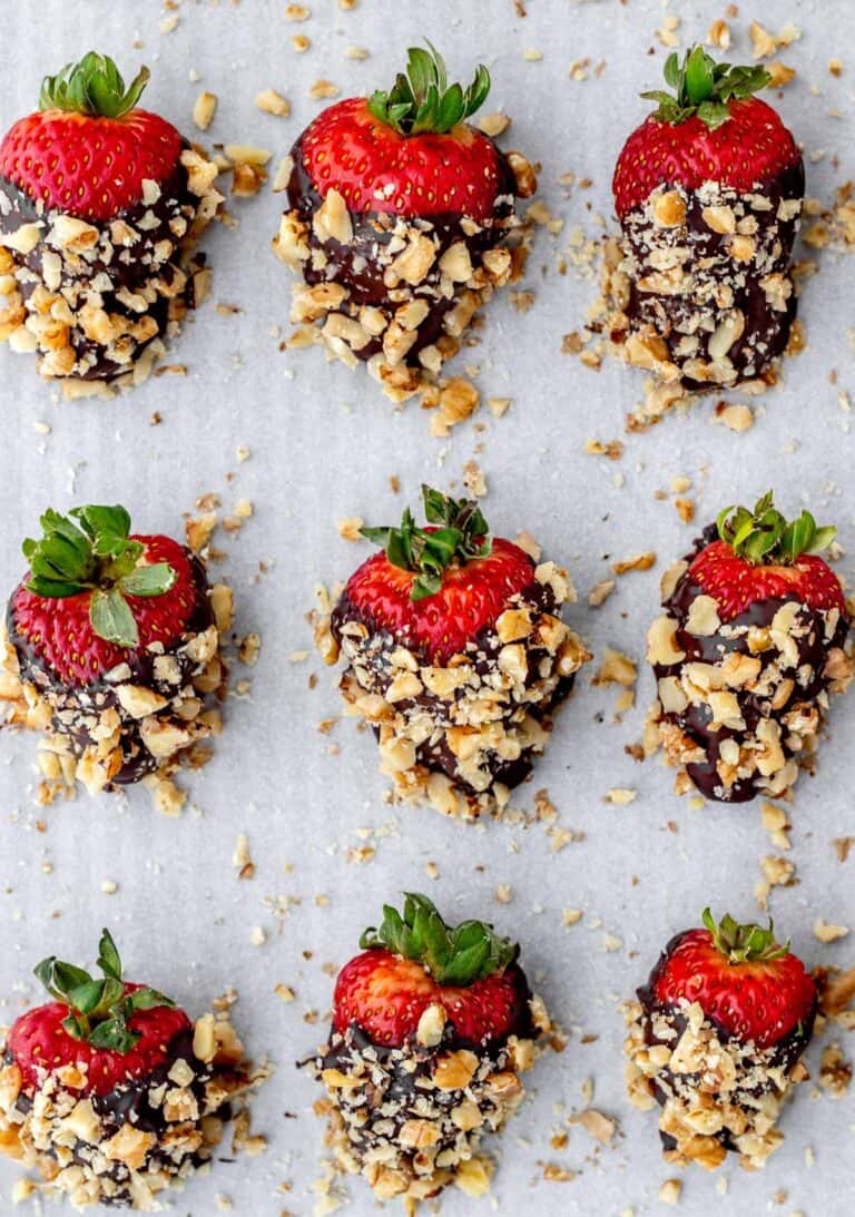 Dark Chocolate Covered Strawberries with Nuts - Haute & Healthy Living