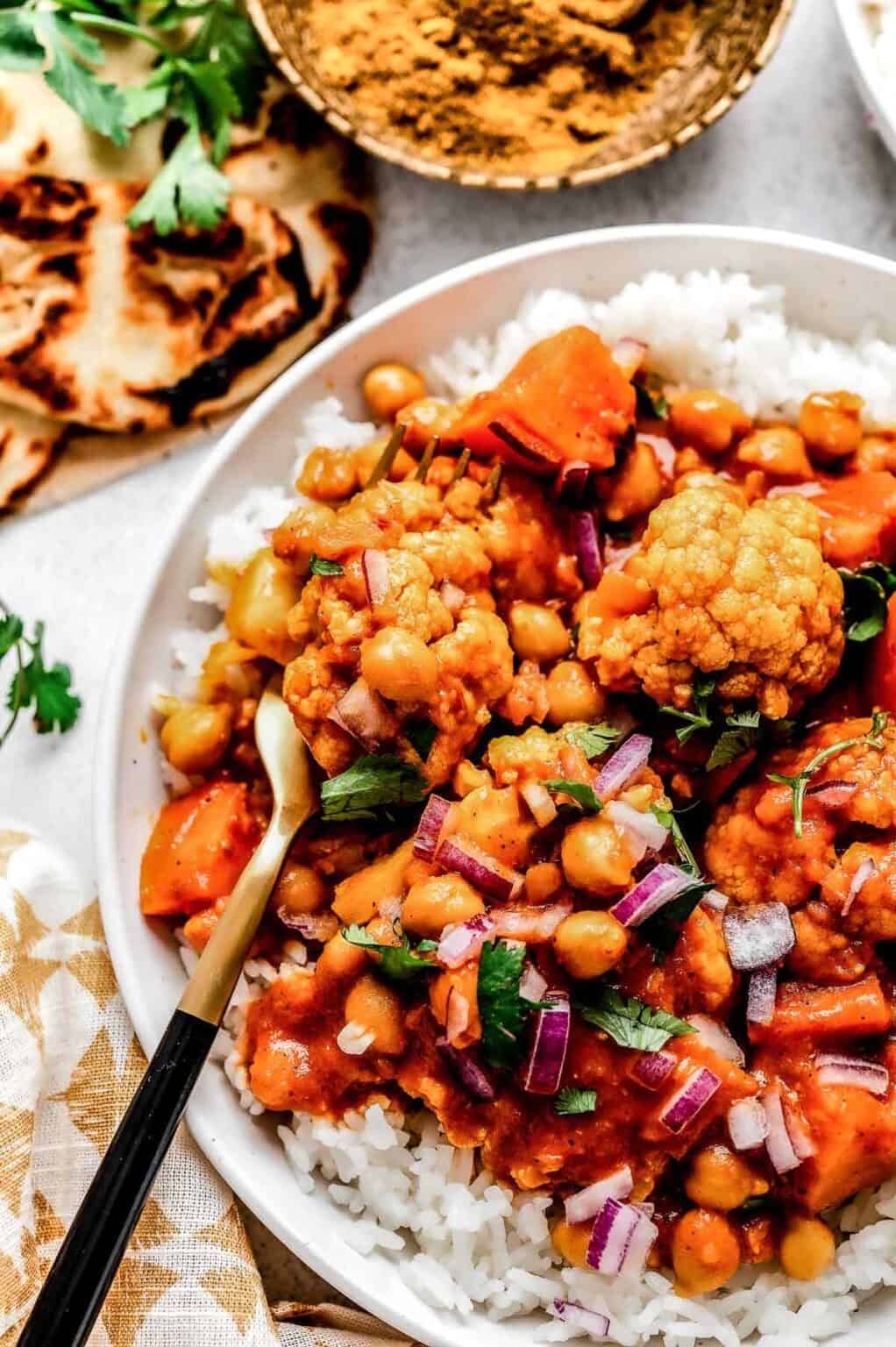 Slow Cooker Sweet Potato and Chickpea Curry {Vegetarian} - Haute ...