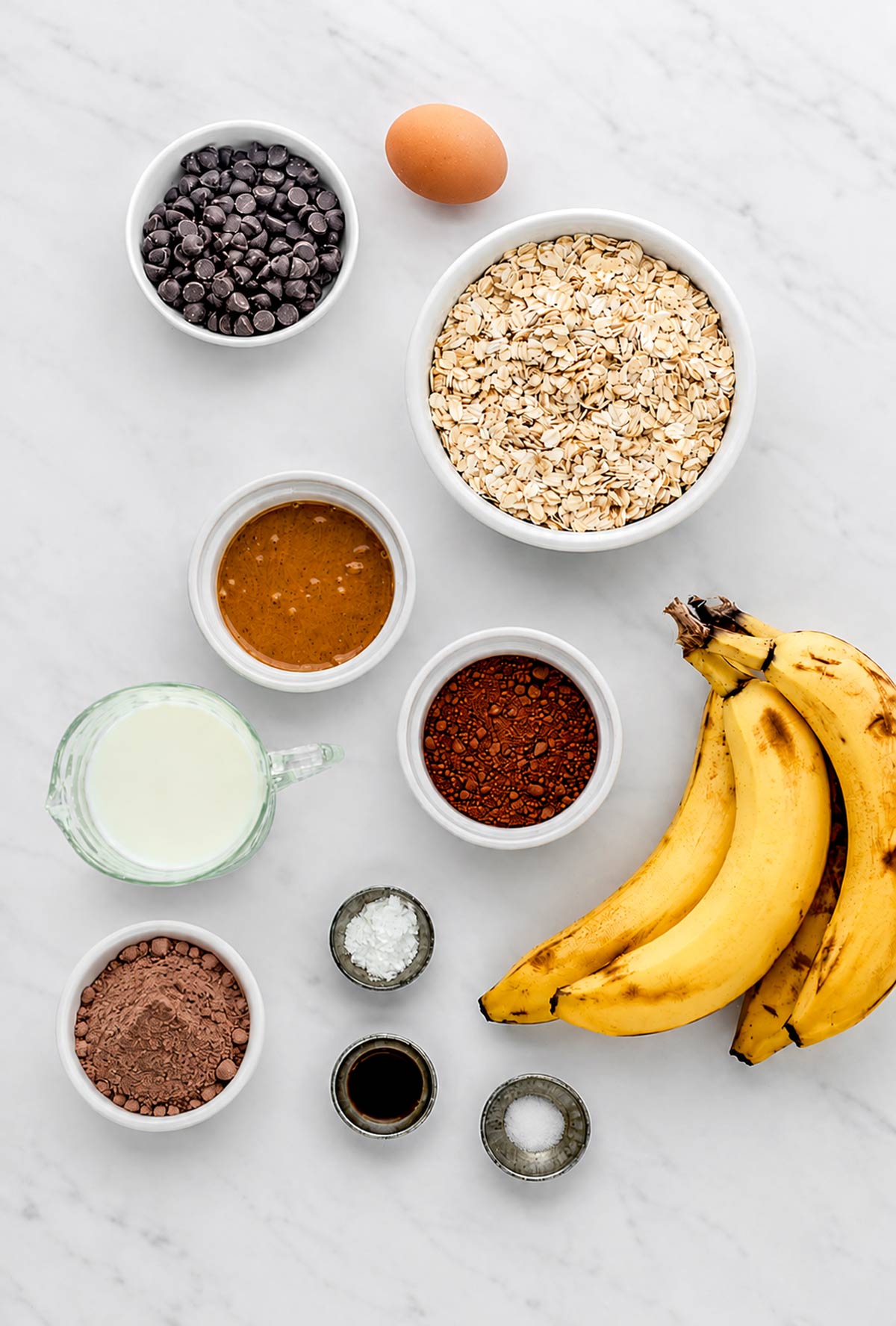 Ingredients for the chocolate protein baked oats recipe.